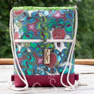 Something Snappy Turtle Cove Drawstring Backpack